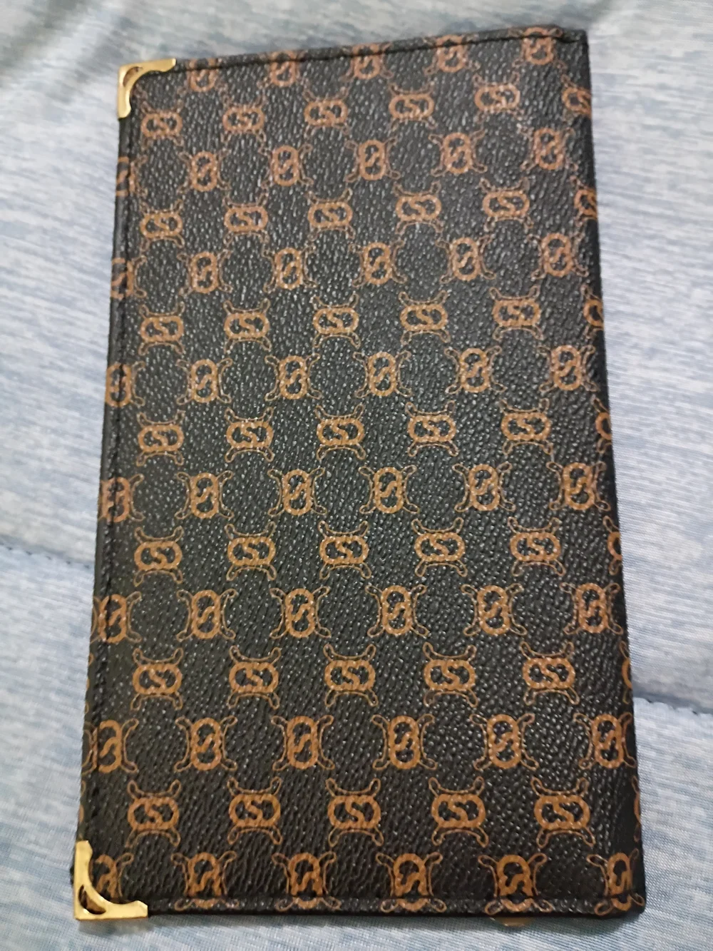 Black/Brown Unisex Zip Wallet with Card Slots